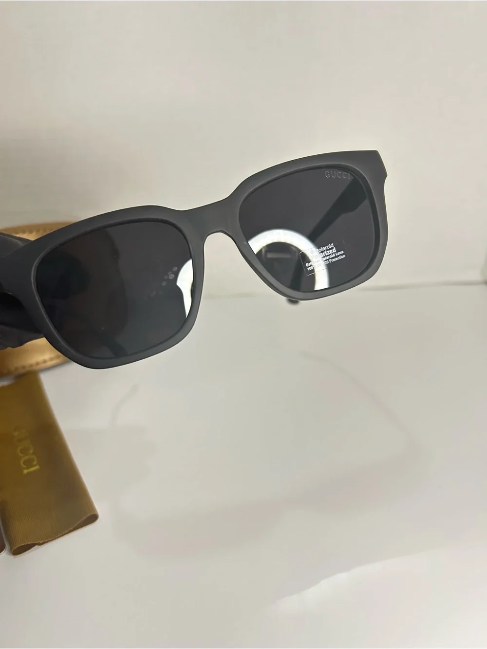 Gucci Matte Black Square Sunglasses with Dark Lenses